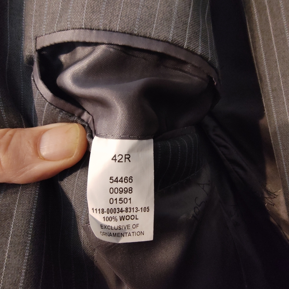 Jos. A. Bank Charcoal Pinstripe Suit (42R) - Picture 2 of 5